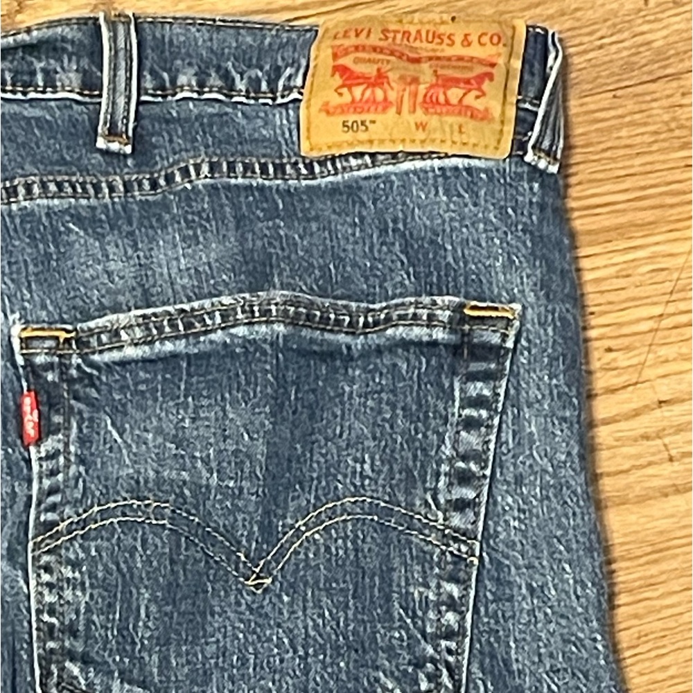 Mens LEVIS 505 REGULAR FIT STRETCH 5 Pocket‎ blue denim jeans 50/29 - Picture 5 of 8